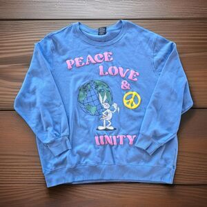 Looney Tunes Sweater Womens 3XL Blue Bugs Bunny Crew Neck Sweatshirt Pullover
